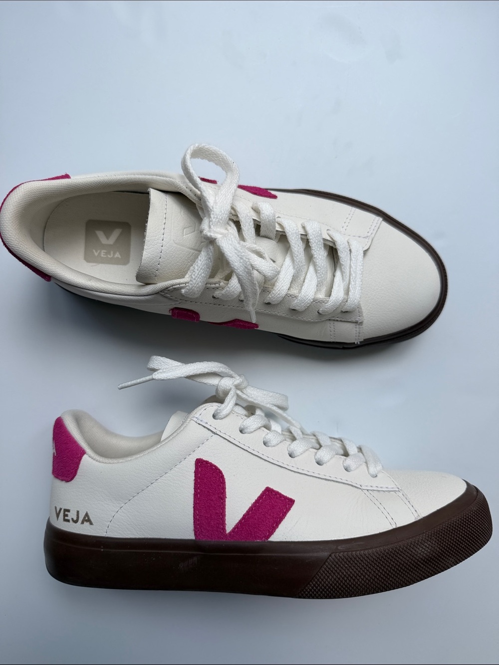 VEJA Campo Leather White Pink Bark Sneakers Size 7